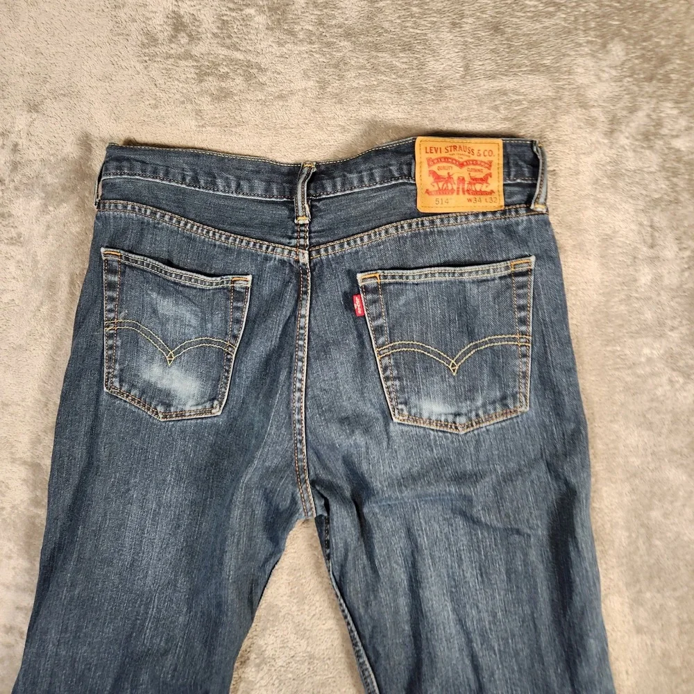 Levi's 514 Straight Fit Jeans Mens 34x32 Blue Excellent Medium Wash Denim